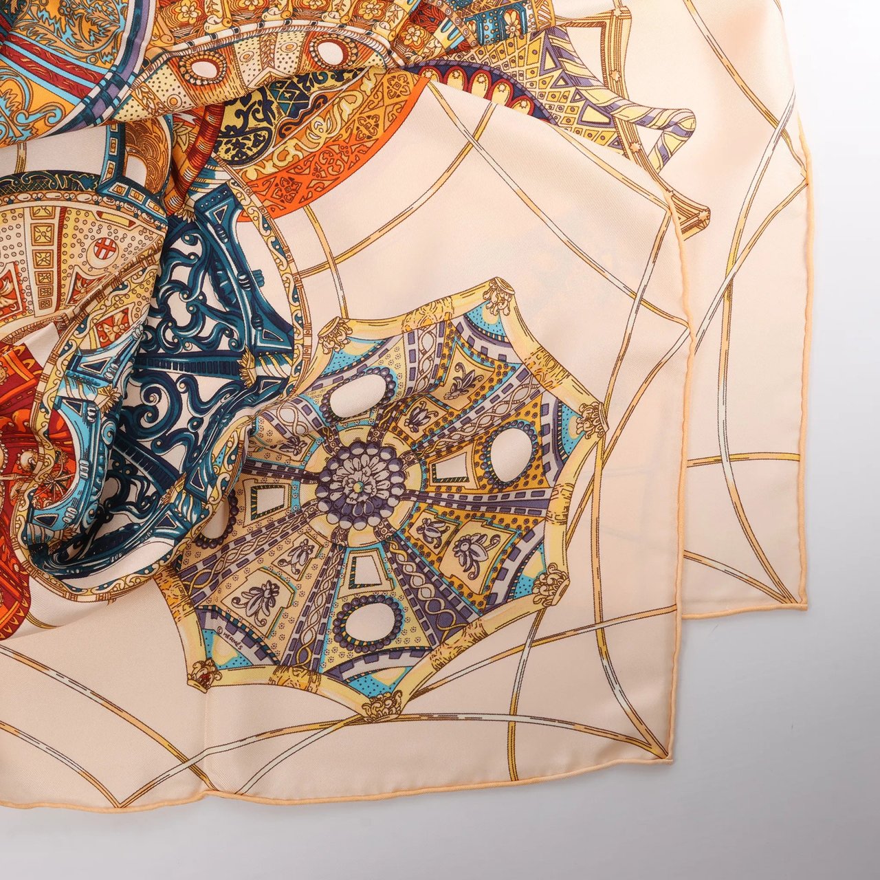 Hermès Hermès Carré 90 "LES DOMES CELESTES" Silk handkerchief in Brown Divers