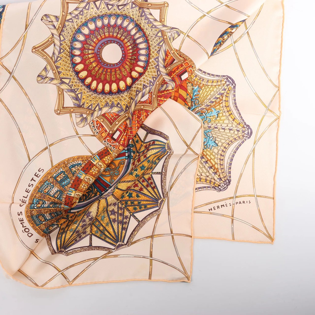 Hermès Hermès Carré 90 "LES DOMES CELESTES" Silk handkerchief in Brown Divers