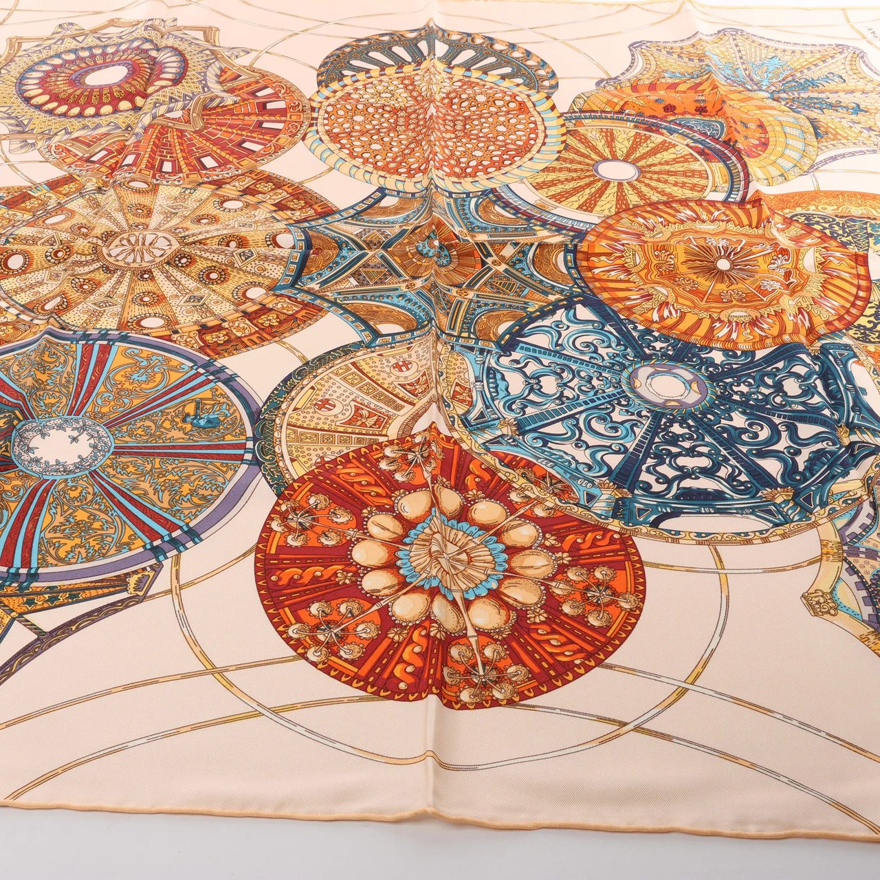 Hermès Hermès Carré 90 "LES DOMES CELESTES" Silk handkerchief in Brown Divers