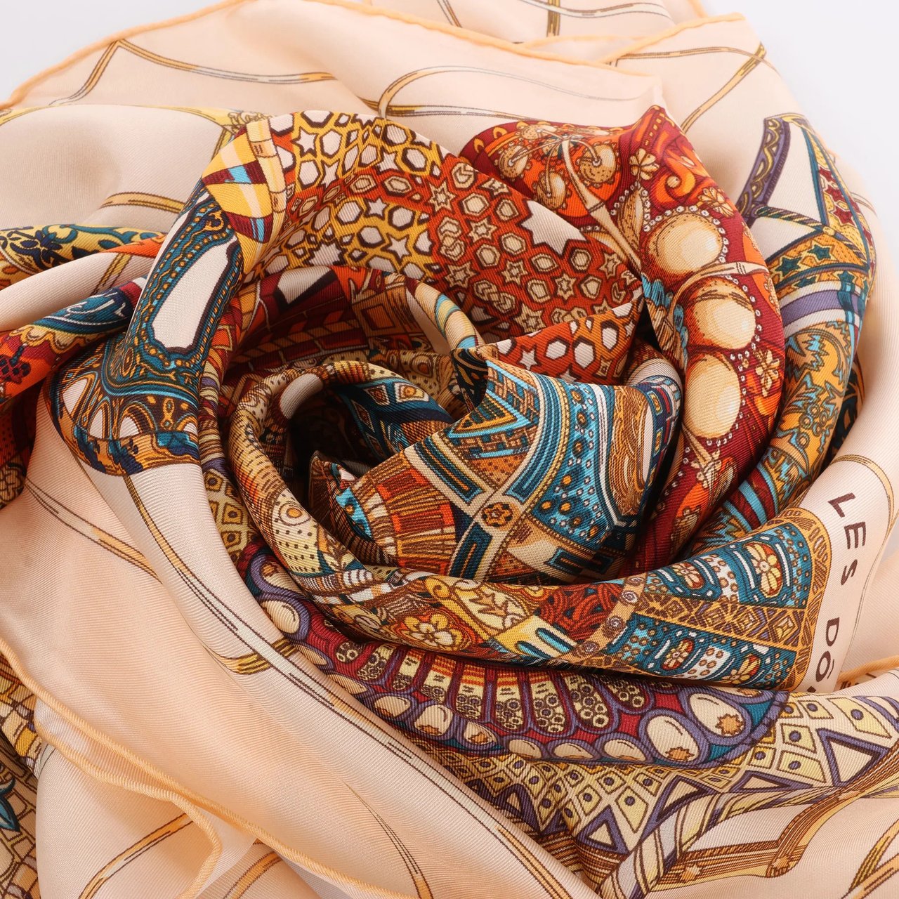 Hermès Hermès Carré 90 "LES DOMES CELESTES" Silk handkerchief in Brown Divers