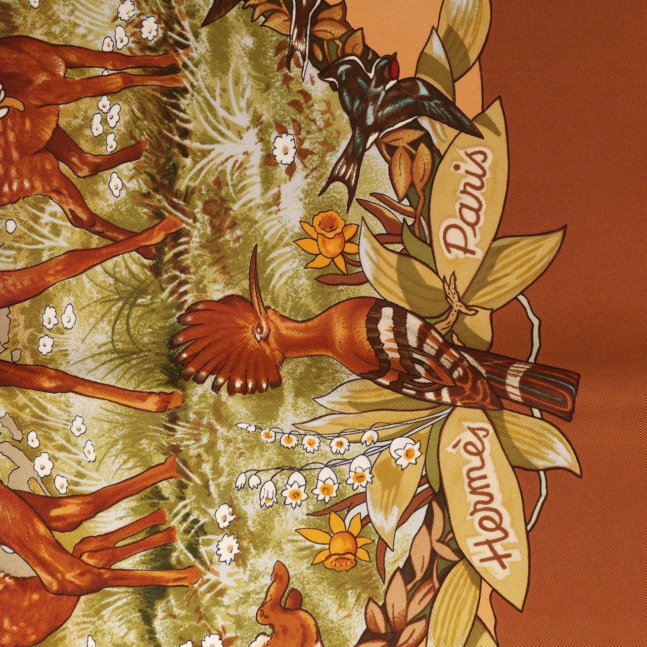 Hermès Hermès Carré 90 "Les Quatre Saisons" Silk handkerchief in Brown Bruin