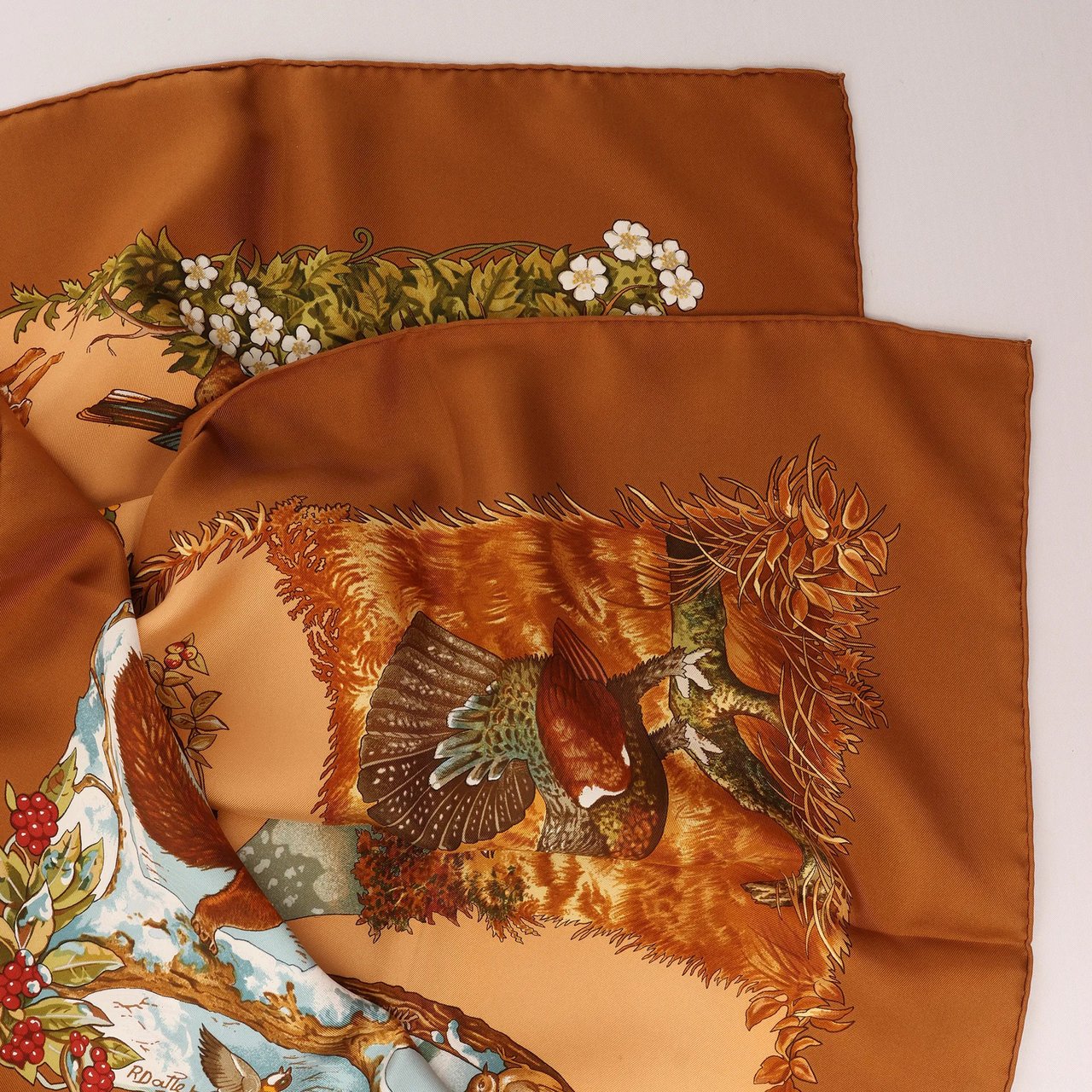 Hermès Hermès Carré 90 "Les Quatre Saisons" Silk handkerchief in Brown Bruin