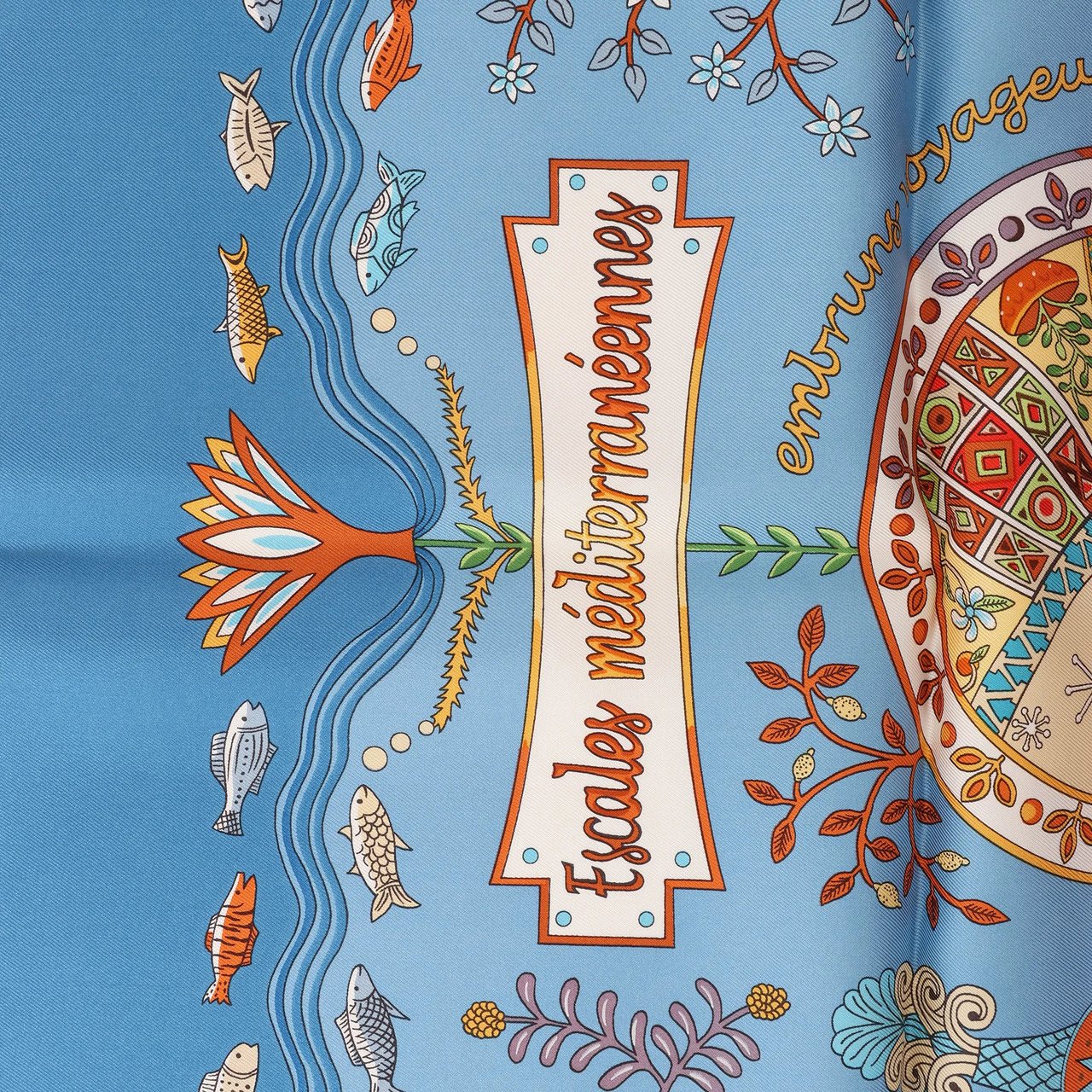 Hermès Hermès Carré 90 "Escales Méditerranéennes" Silk handkerchief in Blue Blauw