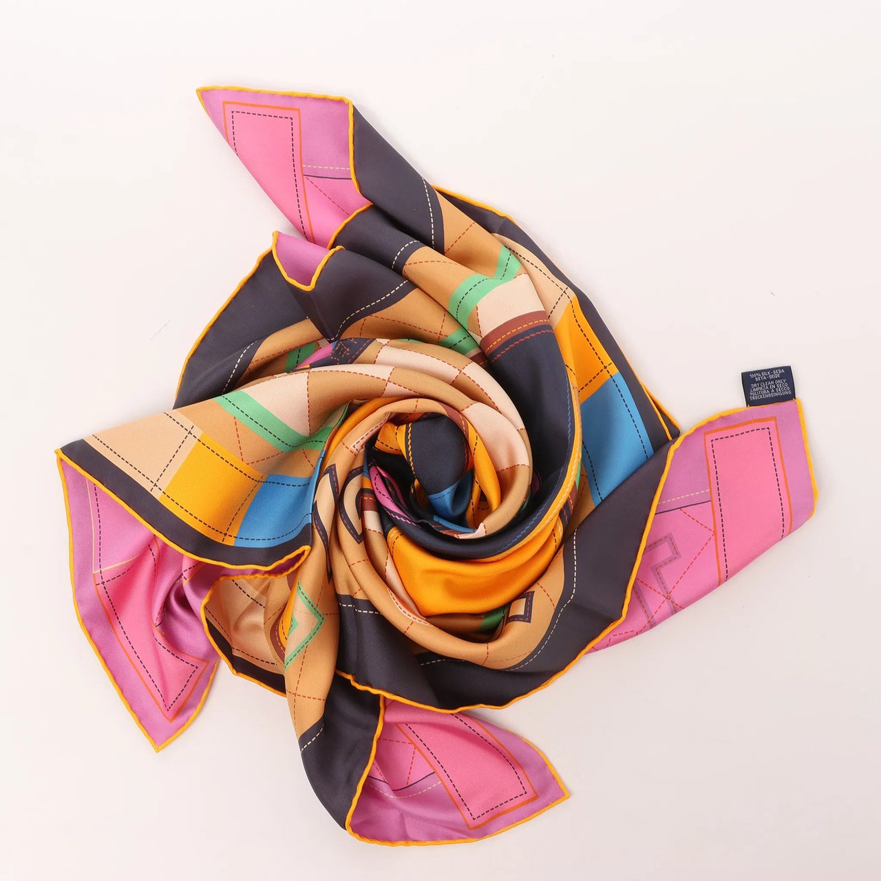 Hermès Hermès Carré 90 Double Face "Tapis de Selle" Silk handkerchief in Orange Oranje