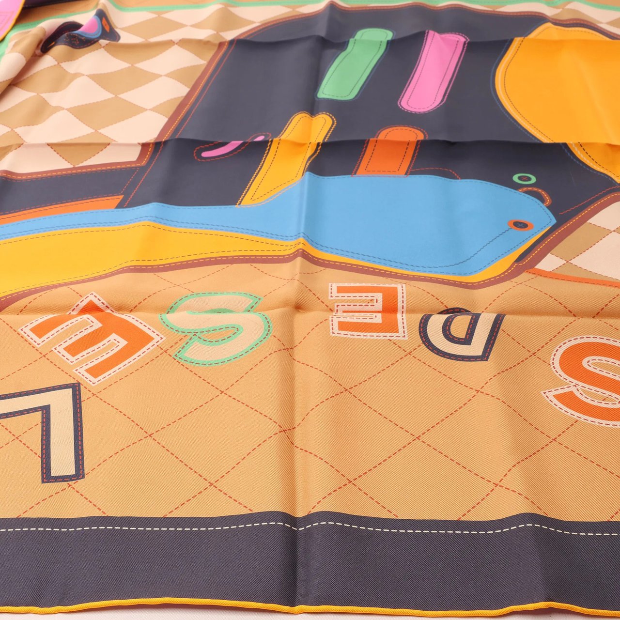 Hermès Hermès Carré 90 Double Face "Tapis de Selle" Silk handkerchief in Orange Oranje