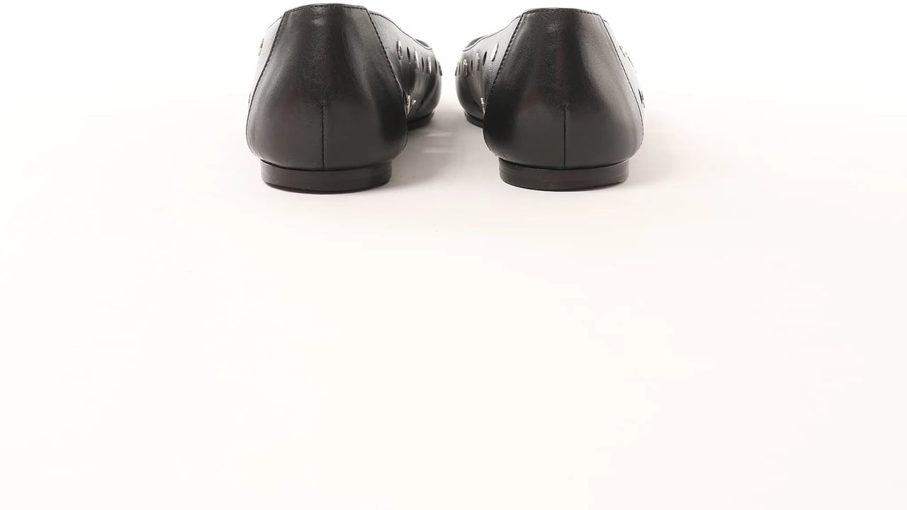 Hermès Hermès Serie Button Punching Sack Leather Ballet Flats un Black, Size 39 EU Zwart