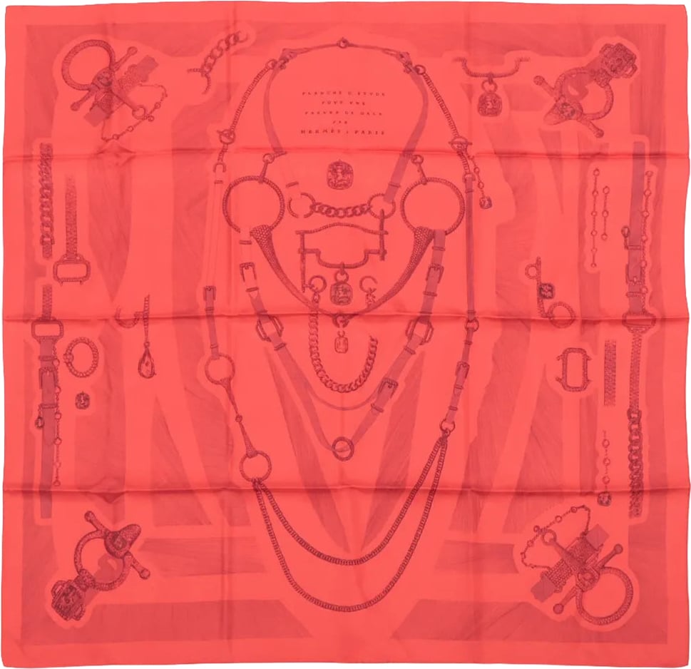 Hermès Carré 90 "ETVDE POVR VNE PARVRE DE GALA" Silk handkerchief in Red Rood