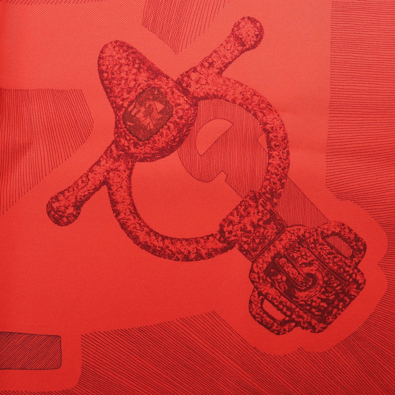 Hermès Carré 90 "ETVDE POVR VNE PARVRE DE GALA" Silk handkerchief in Red Rood