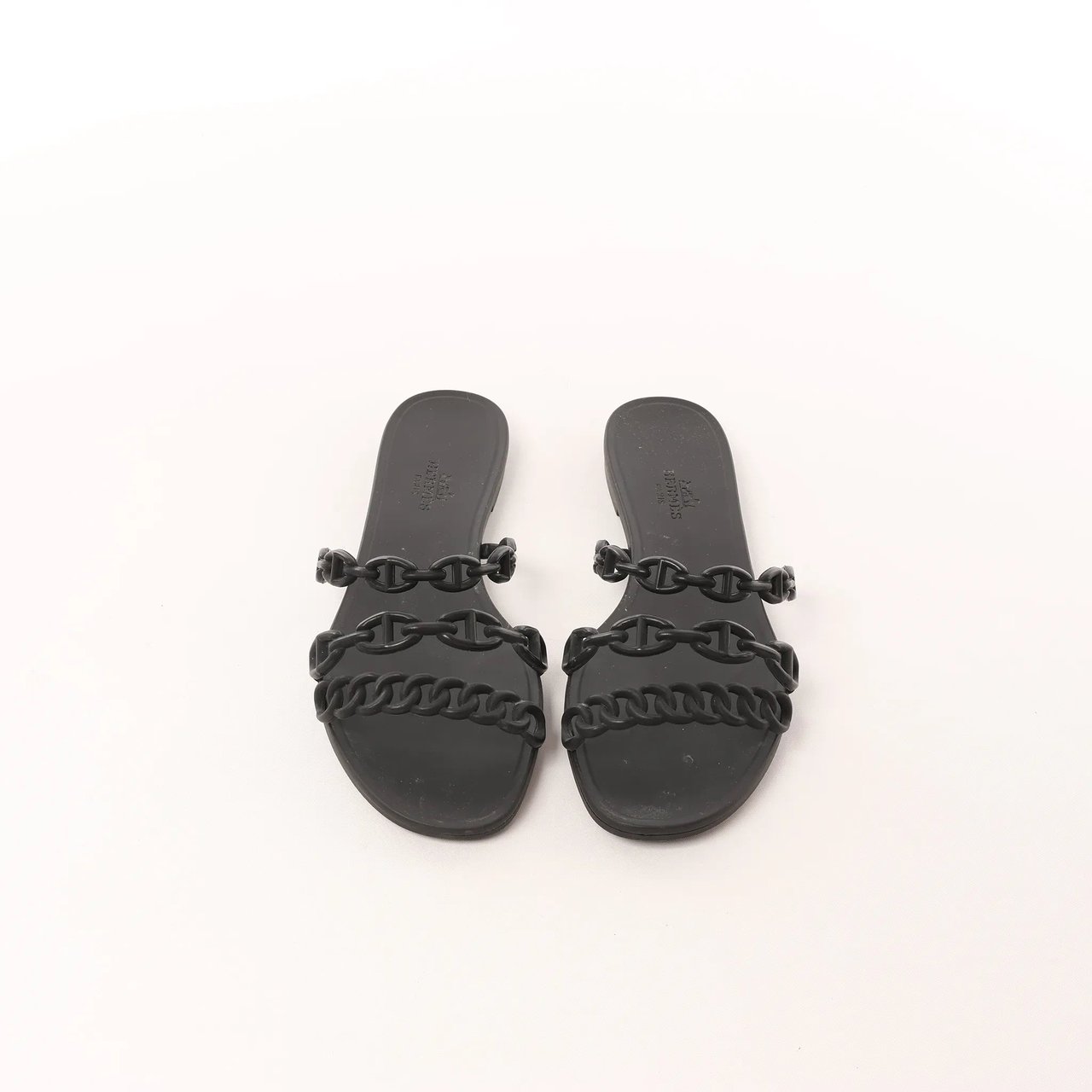 Hermès HERMES Rivage Rubber Sandals in Black, Size 36 EU Zwart
