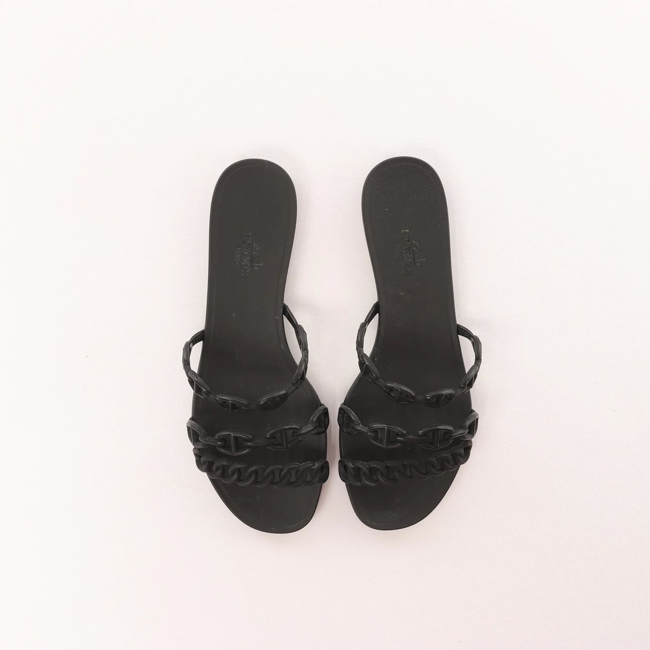 Hermès HERMES Rivage Rubber Sandals in Black, Size 36 EU Zwart