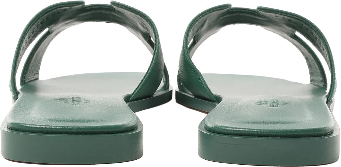 Hermès HERMES Oran Epsom Leather Sandals in Vert Cactus Green, Size 39 EU Groen
