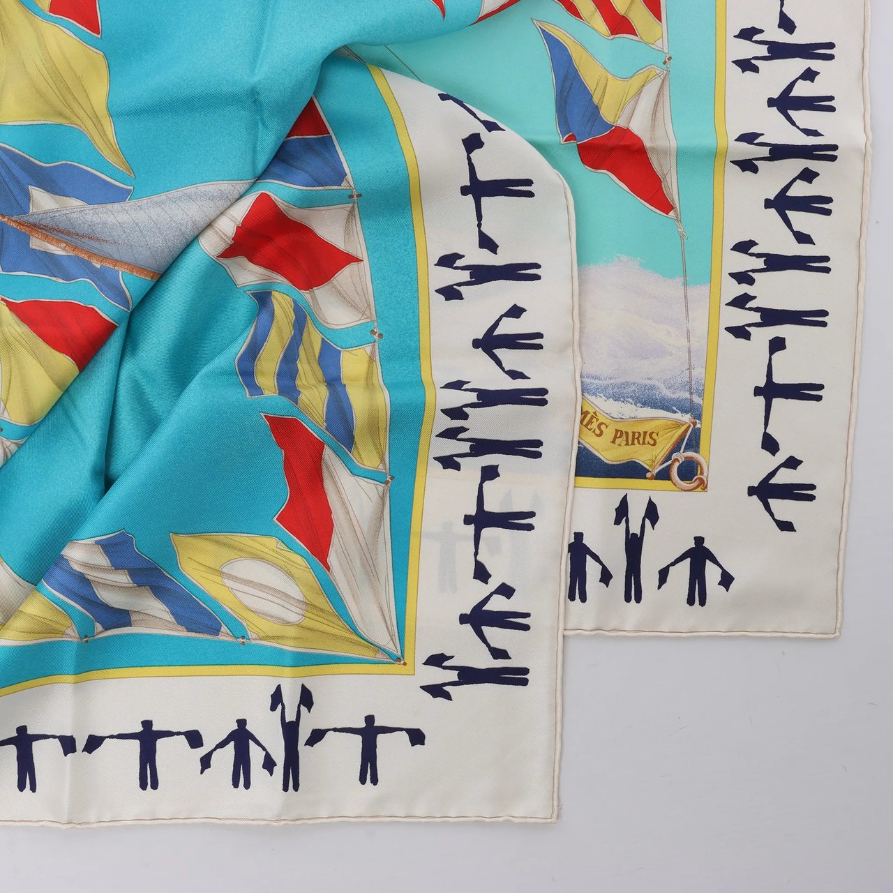 Hermès Hermès Carré 90 "En Course" Silk handkerchief in Blue Divers