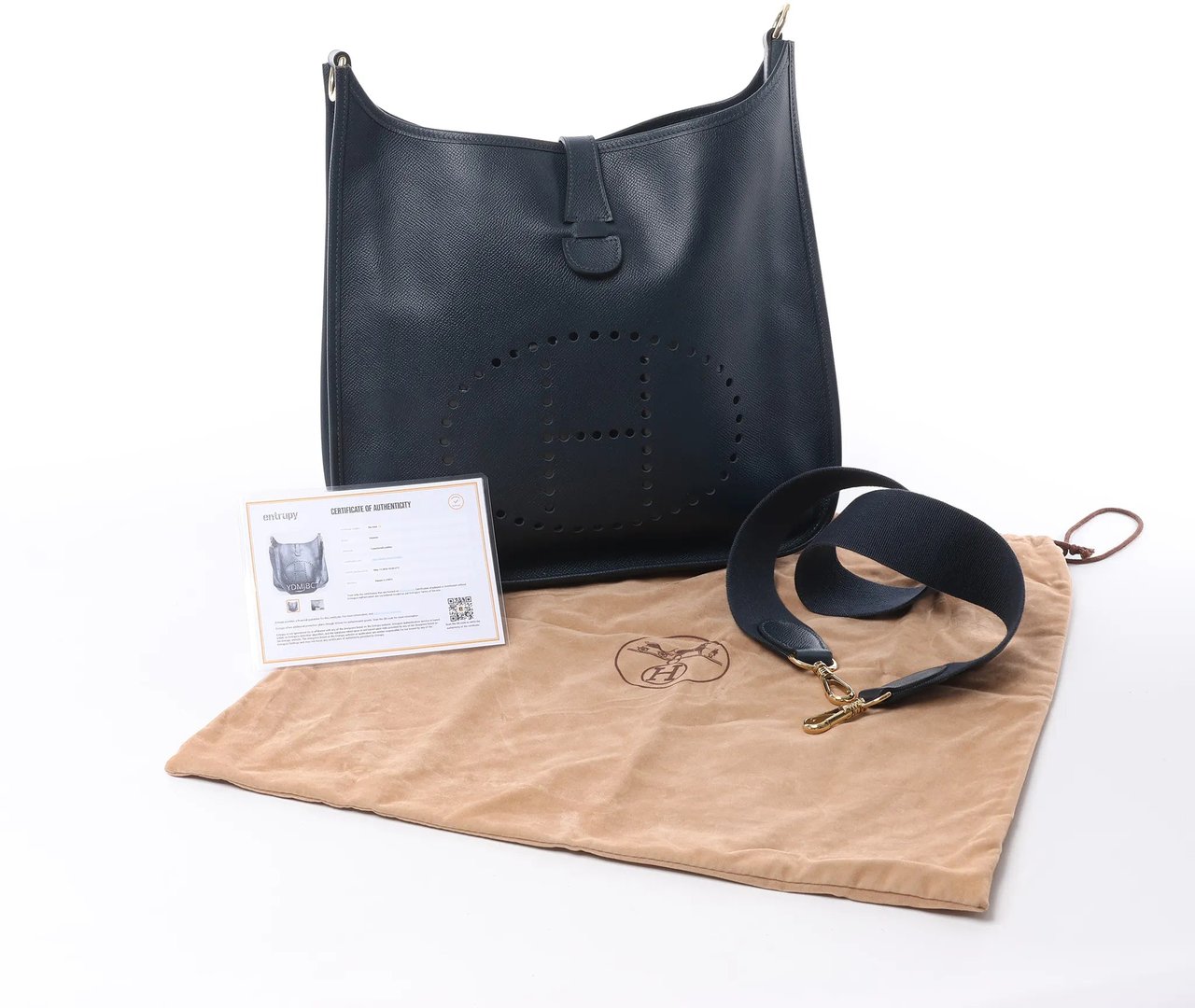 Hermès Hermes Evelyn 1 33 GM Cushbell Leather in Vert Navy Blue □A: 1997 Navy