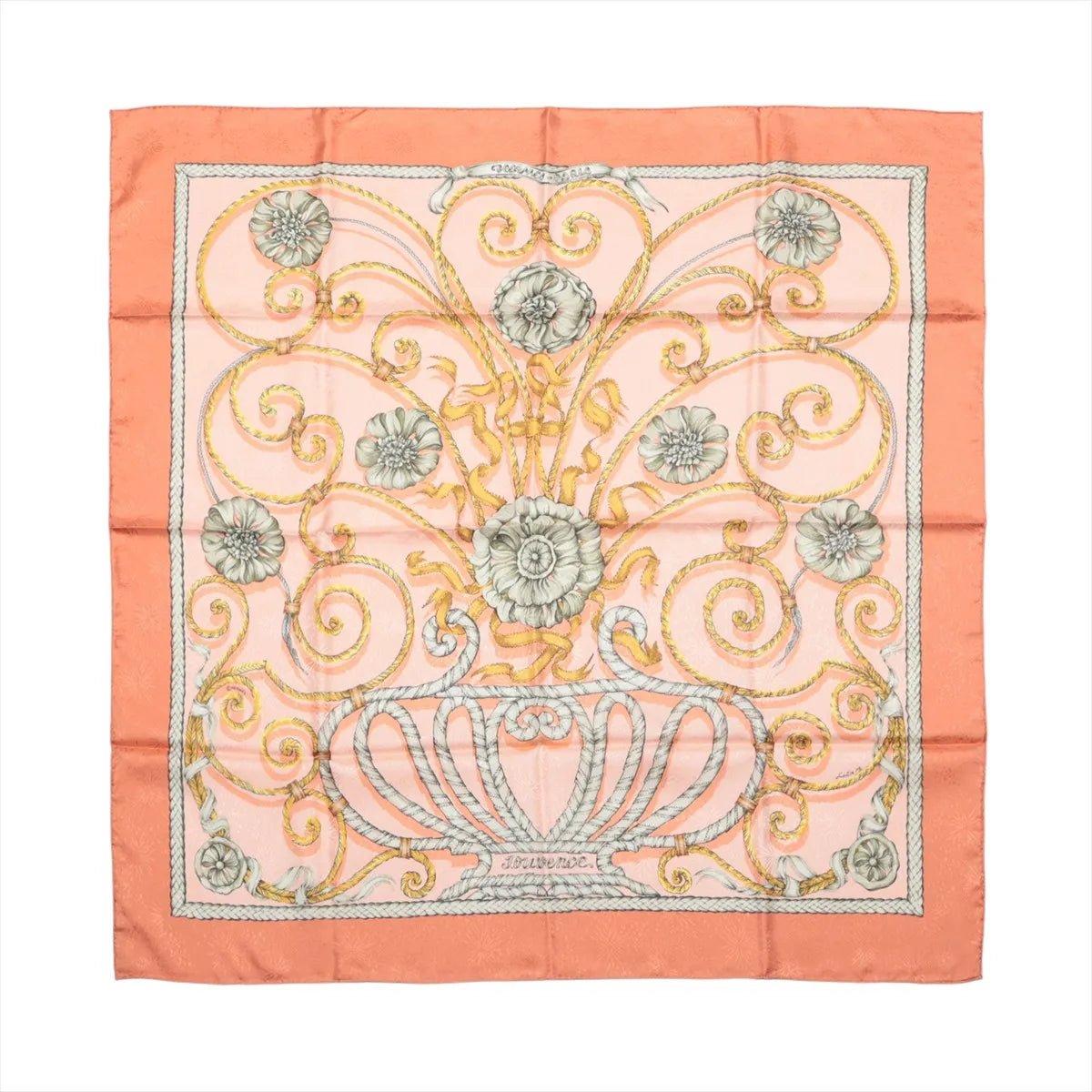 Hermès Carré 90 "JOUVENCE" Silk handkerchief in Orange Oranje