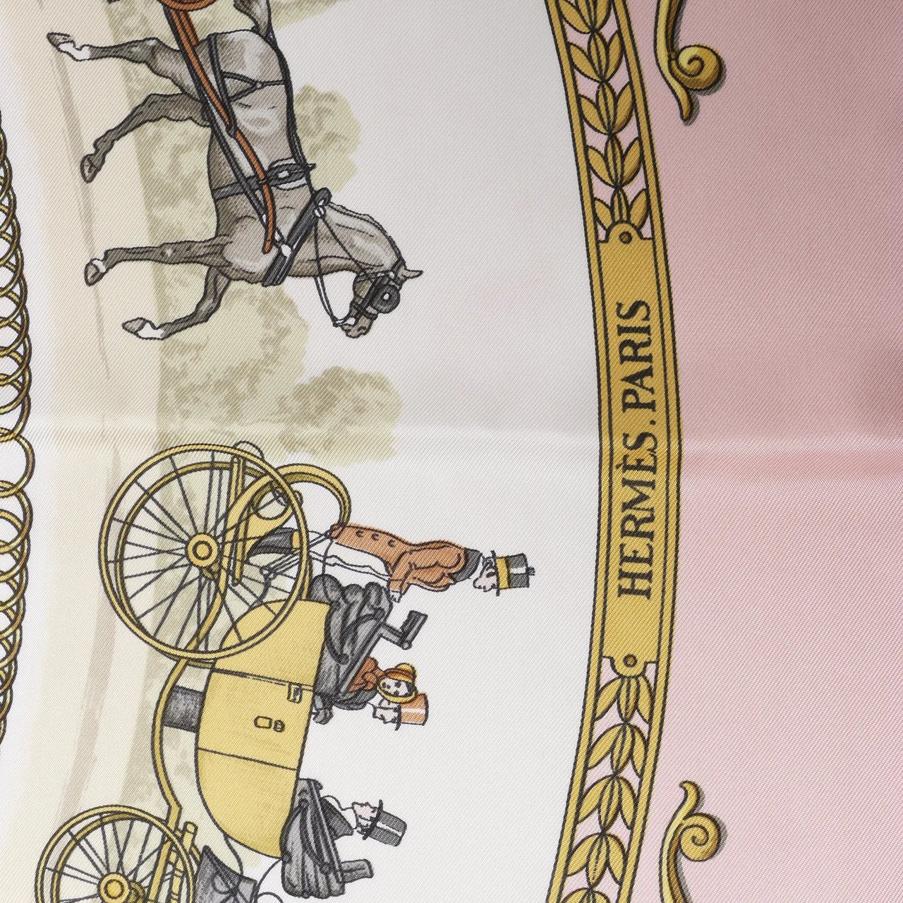 Hermès Hermès Carré 90 "LA PROMENADE DE LONGCHAMPS" Silk handkerchief in Pink Roze
