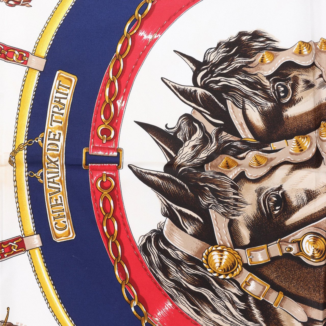 Hermès Hermès Carré 90 "CHEVAUX DE TRAIT" Silk handkerchief in Navy Blue Navy