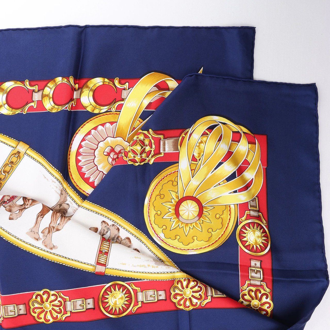 Hermès Hermès Carré 90 "CHEVAUX DE TRAIT" Silk handkerchief in Navy Blue Navy