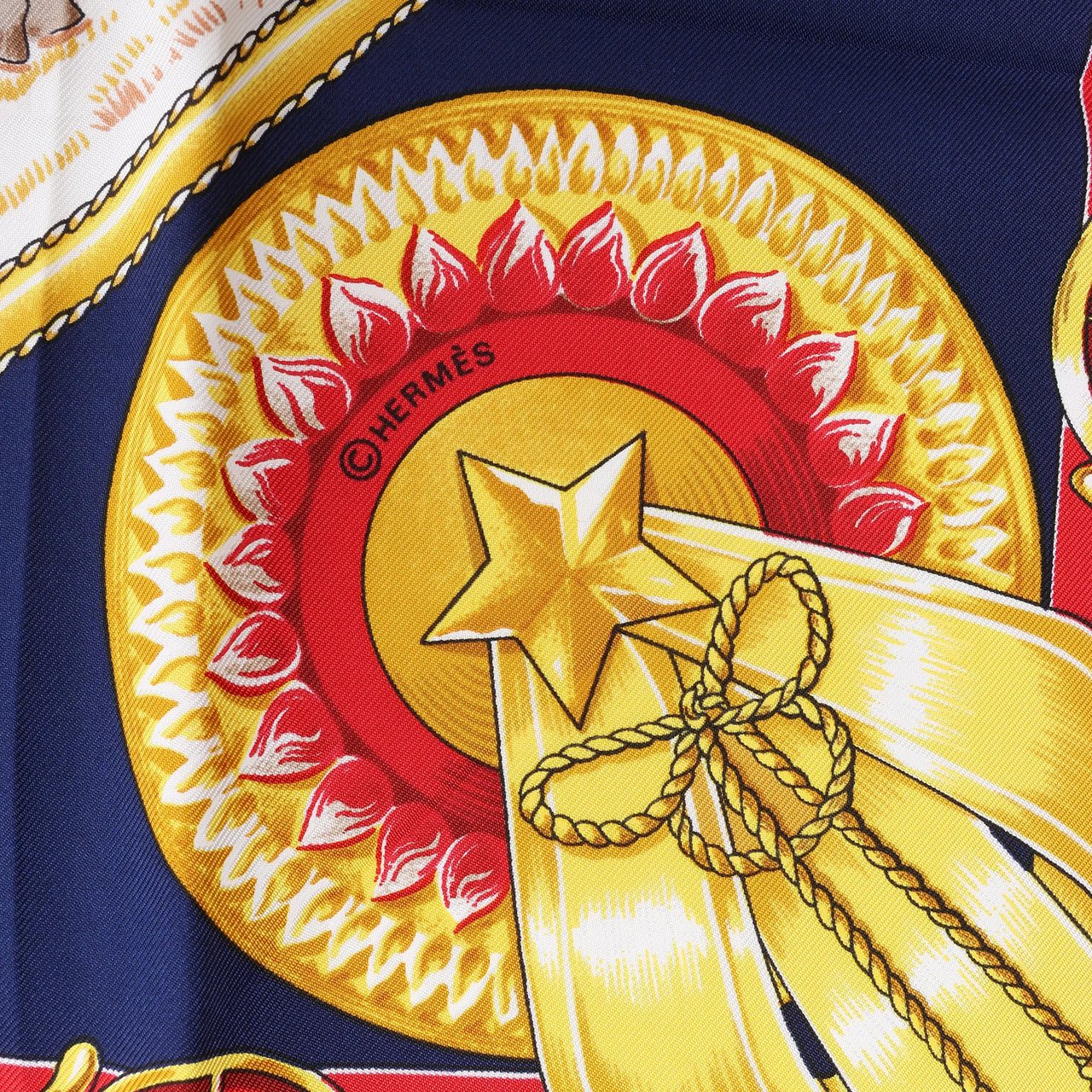 Hermès Hermès Carré 90 "CHEVAUX DE TRAIT" Silk handkerchief in Navy Blue Navy