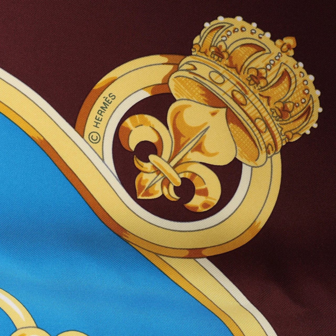 Hermès Hermès Carré 140 "Eperon d'Or" Silk handkerchief in Blue x Brown Divers