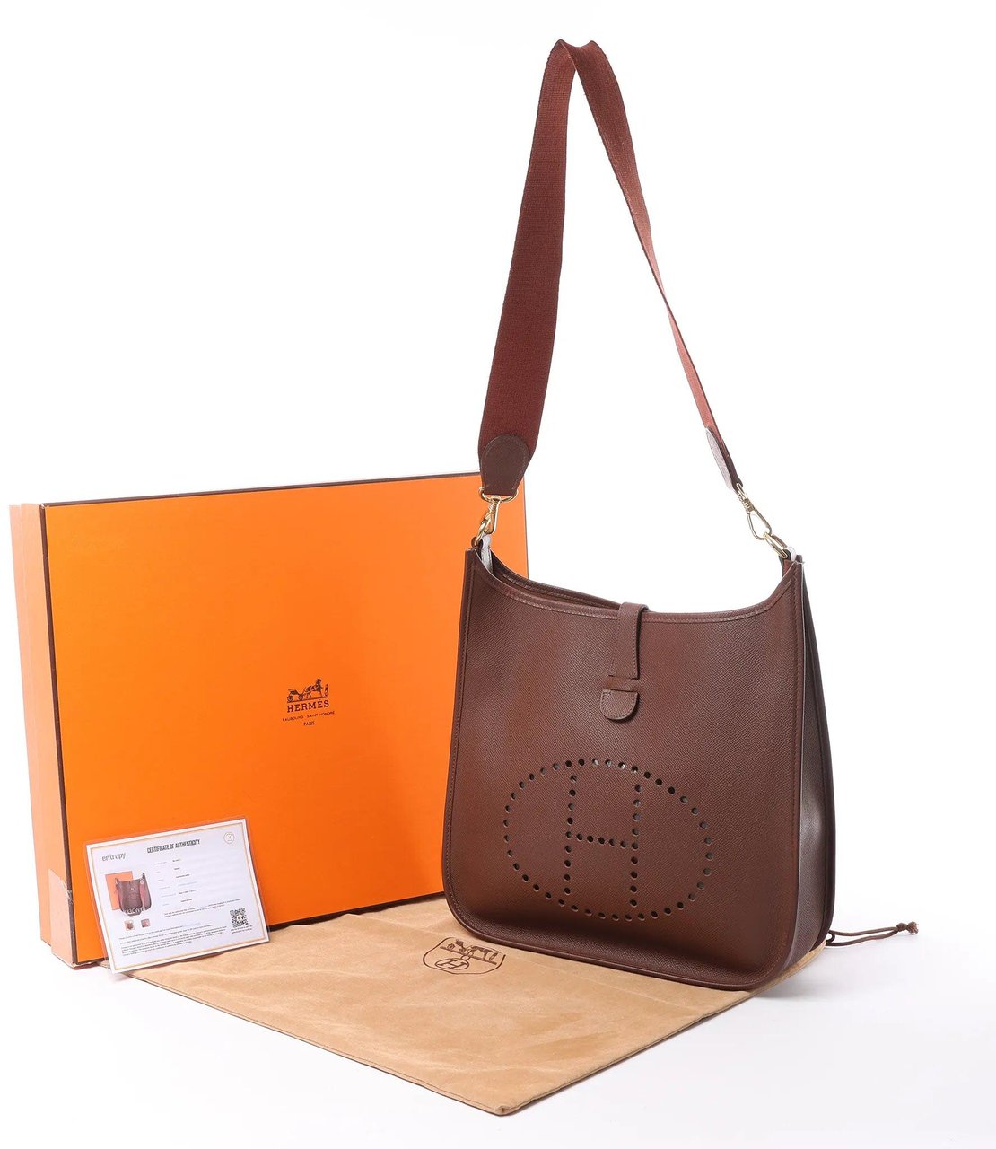 Hermès Hermes Evelyn 1 33 GM Cushbell Leather in Havane □B: 1998 Maroon