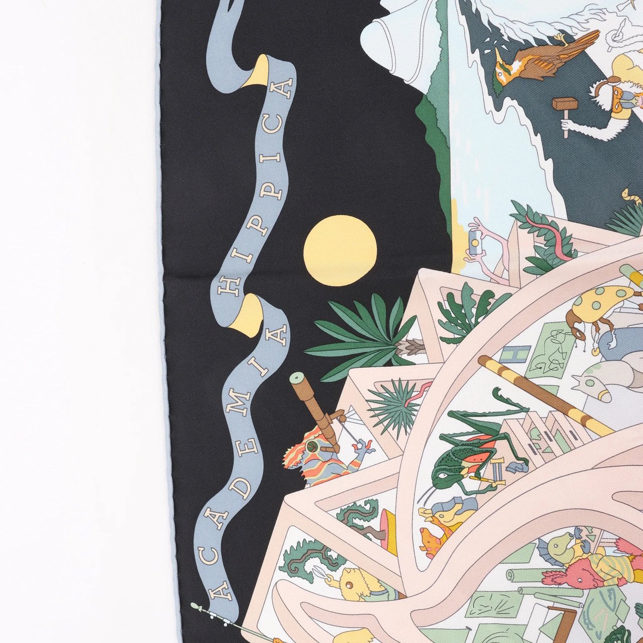 Hermès Hermès Carré 90 "Academia Ipica" Silk handkerchief in Gray Divers