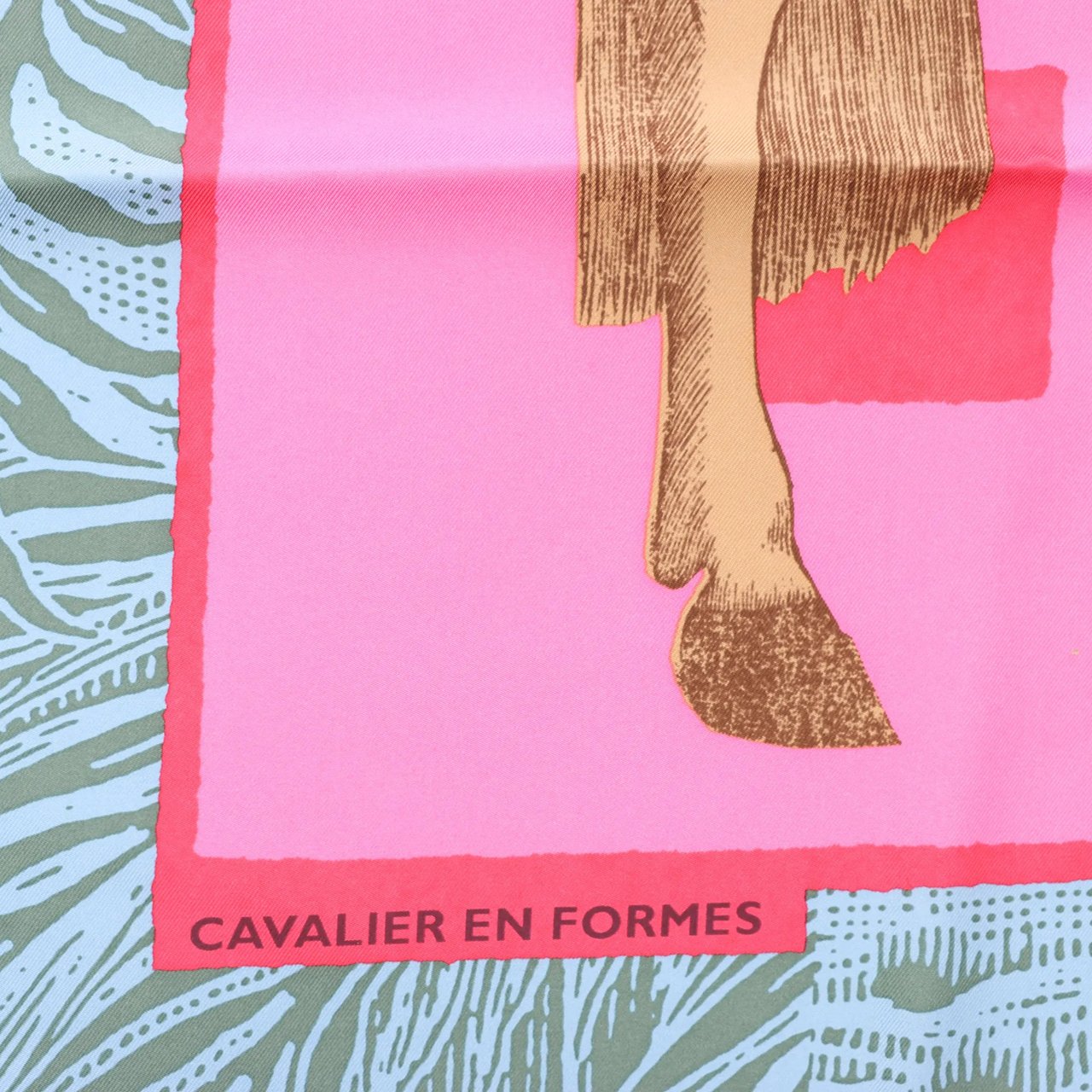 Hermès Carré 90 "CAVALIER EN FORMES" Silk handkerchief in Blue x Pink Divers
