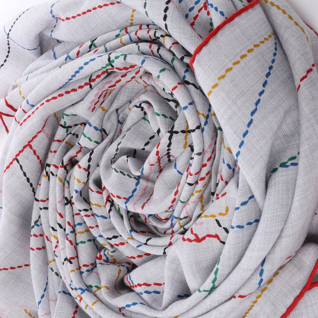 Hermès Carré Géant "PIQUE SELLIER" Cashmere & Silk Scarf in Gray Grijs