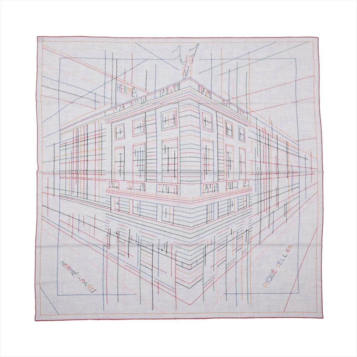 Hermès Carré Géant "PIQUE SELLIER" Cashmere & Silk Scarf in Gray Grijs