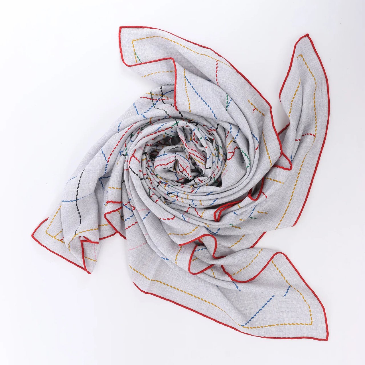 Hermès Carré Géant "PIQUE SELLIER" Cashmere & Silk Scarf in Gray Grijs