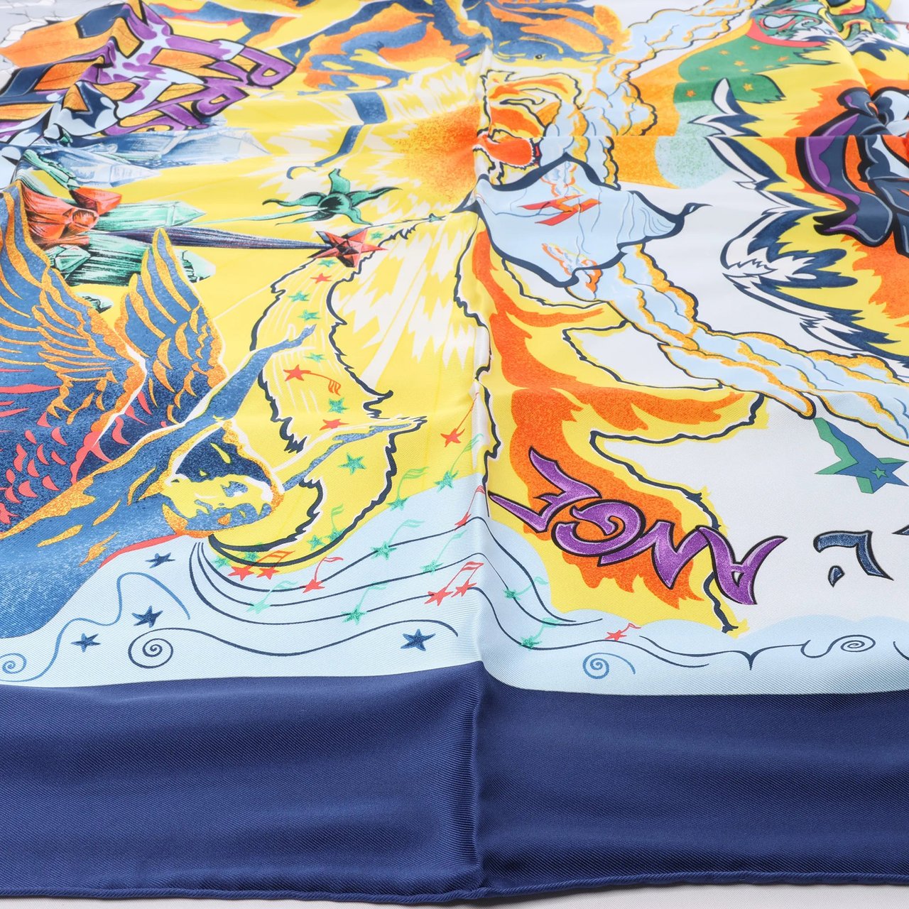 Hermès Hermès Carré 90 "THE ALFEE AUBE" Silk handkerchief in Navy Blue Navy
