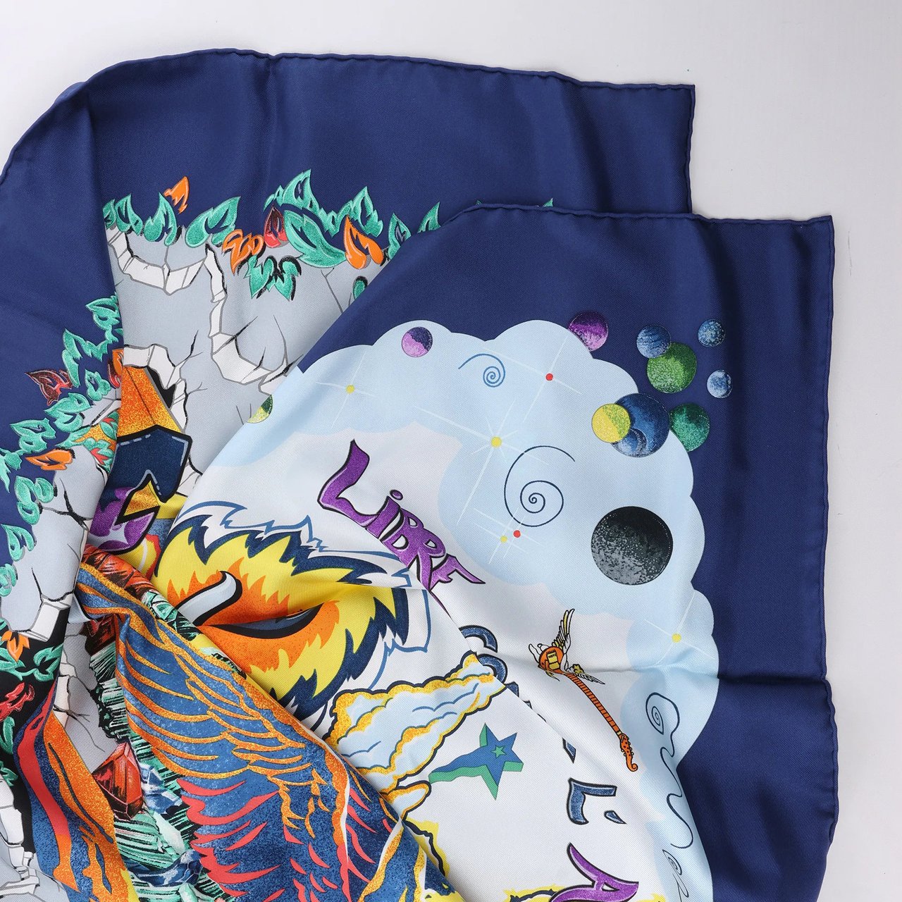Hermès Hermès Carré 90 "THE ALFEE AUBE" Silk handkerchief in Navy Blue Navy