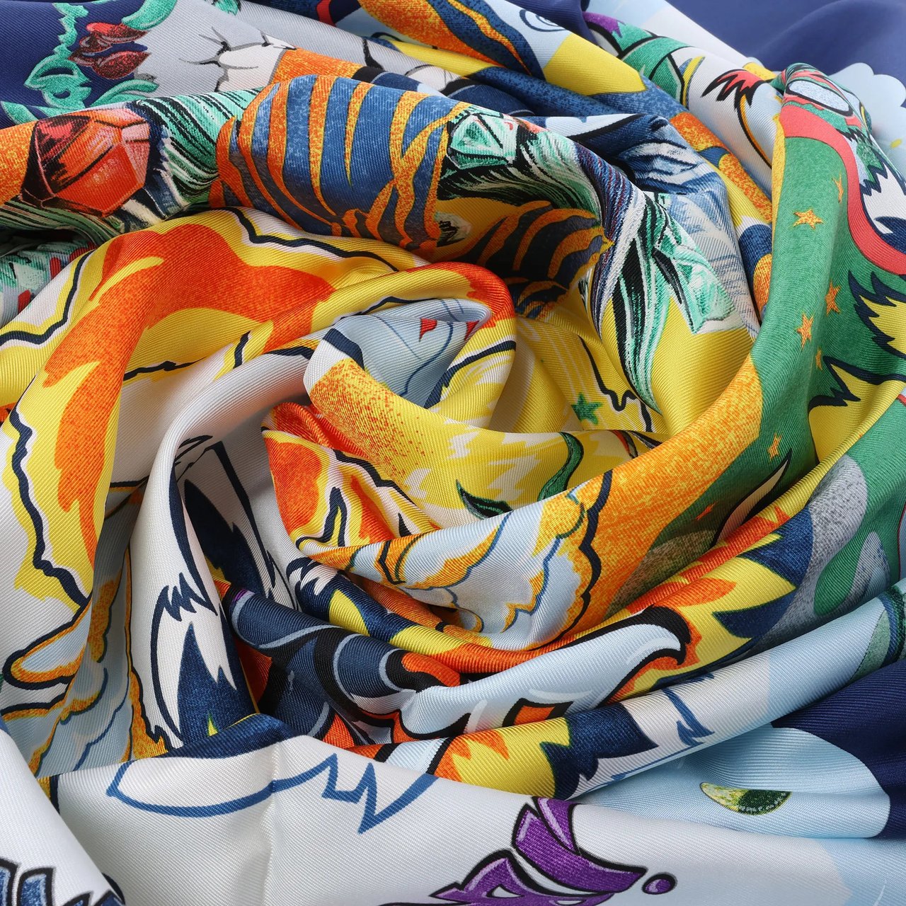 Hermès Hermès Carré 90 "THE ALFEE AUBE" Silk handkerchief in Navy Blue Navy