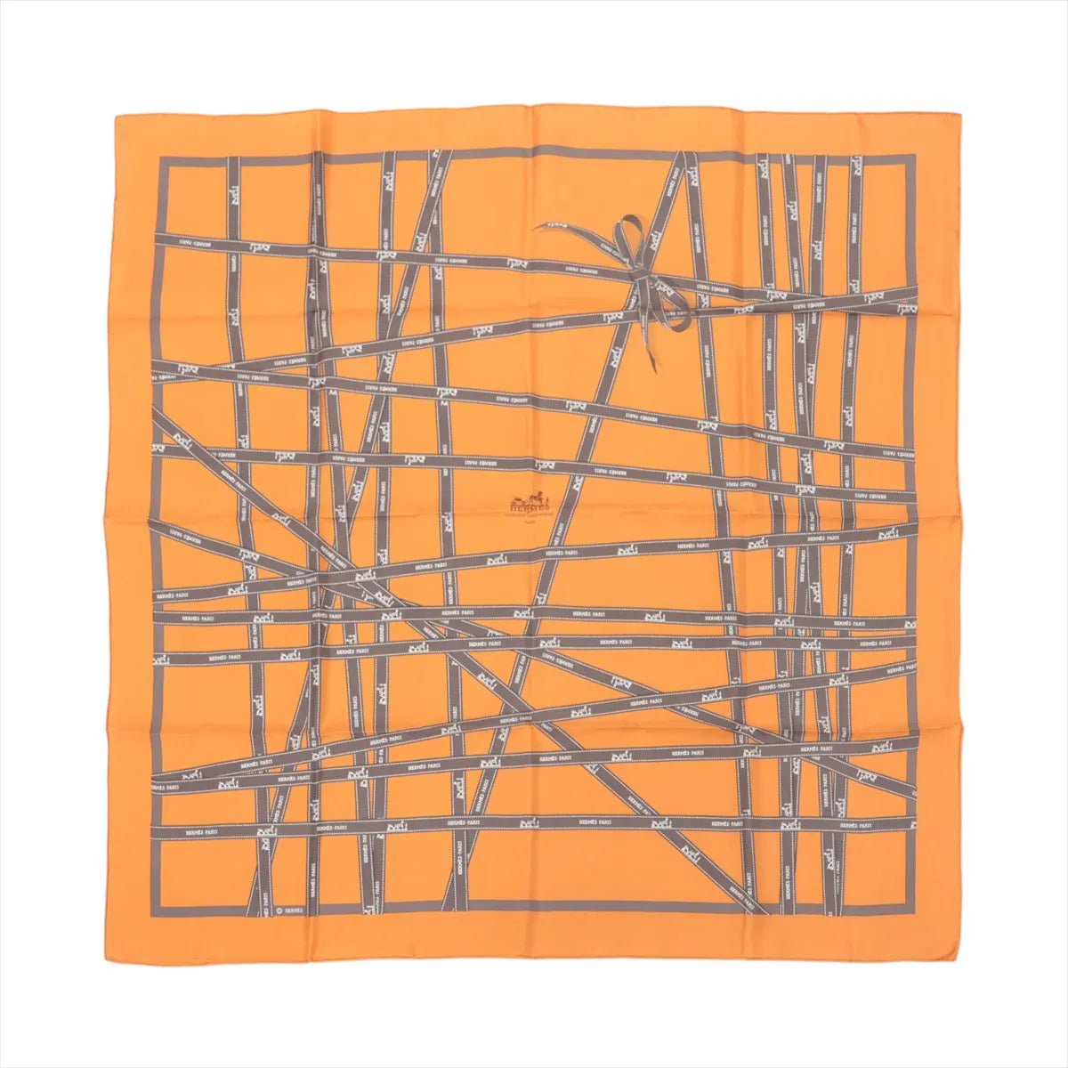 Hermès Hermès Carré 90 "Bolduc Ribbon" Silk handkerchief in Orange Oranje