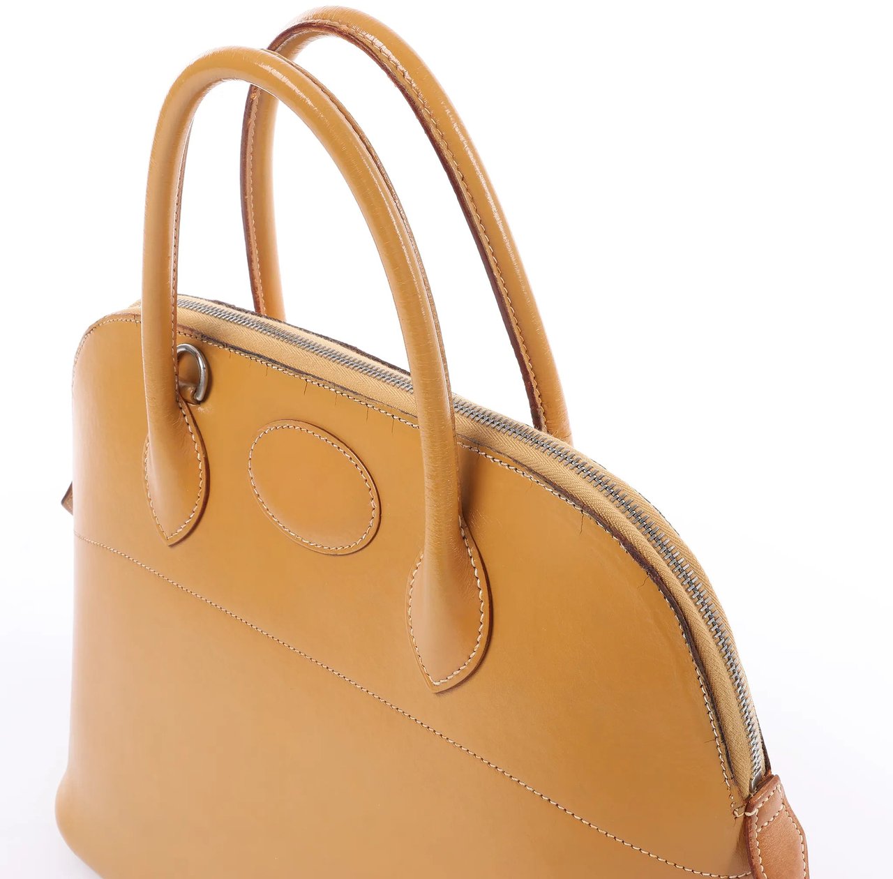 Hermès HERMES Bolide 35 Leather Handbag in Natural Brown □D: 2000 Bruin