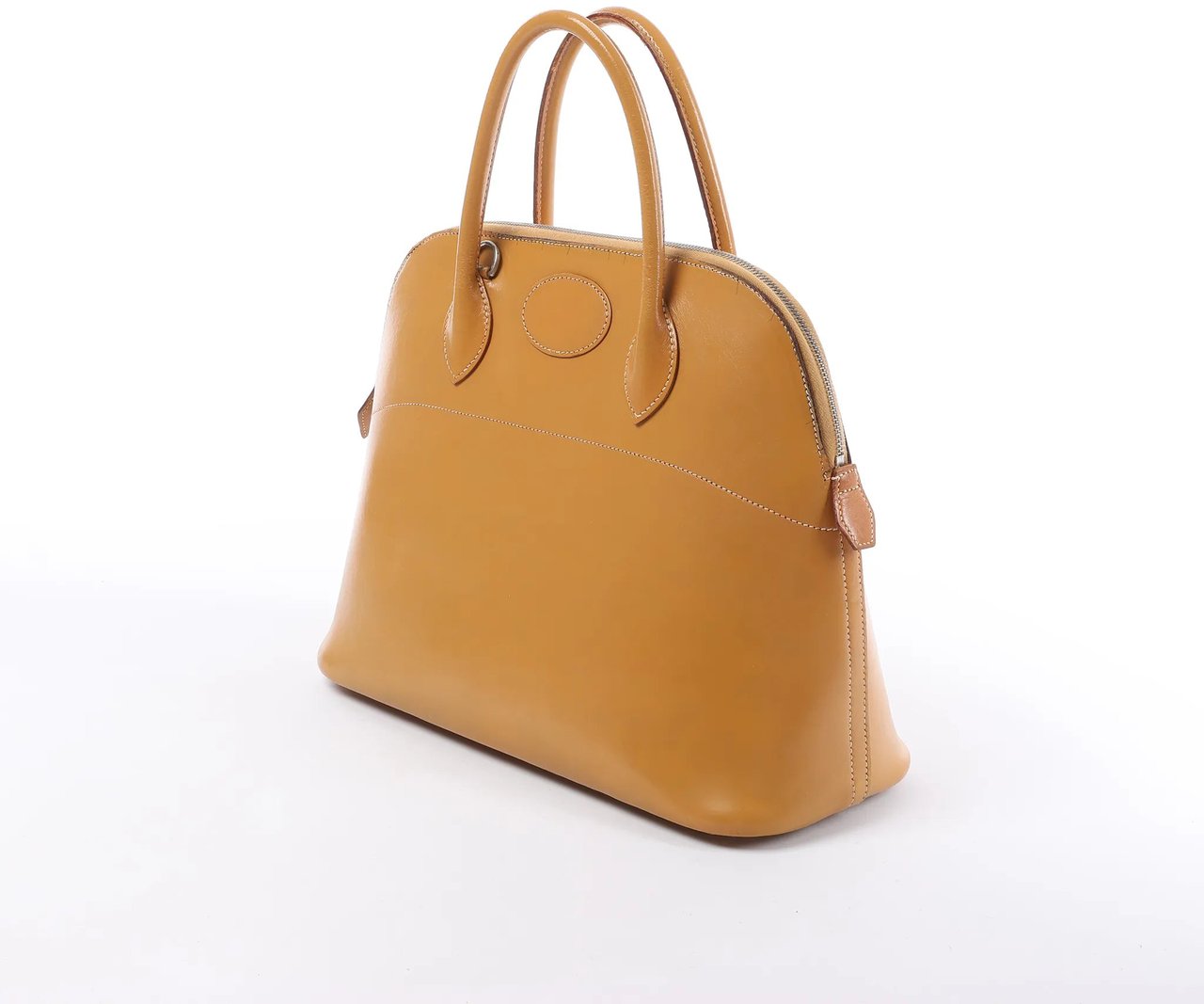Hermès HERMES Bolide 35 Leather Handbag in Natural Brown □D: 2000 Bruin