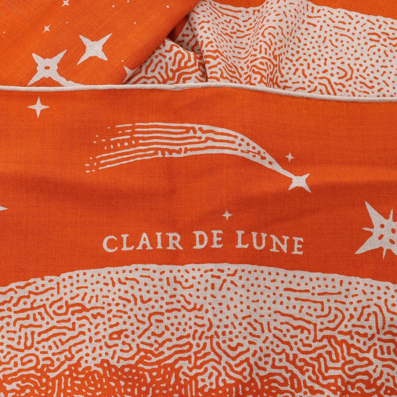Hermès Hermès Carré 140 "CLAIR DE LUNE" Cashmere x Silk handkerchief in Orange Oranje