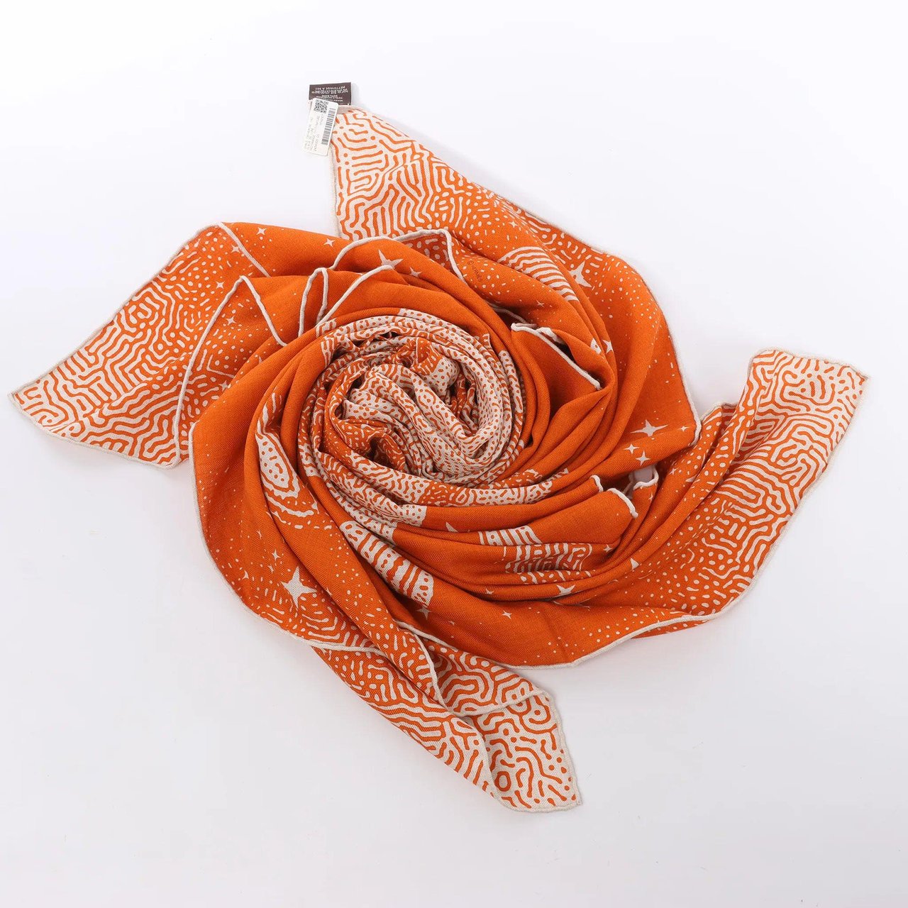 Hermès Hermès Carré 140 "CLAIR DE LUNE" Cashmere x Silk handkerchief in Orange Oranje
