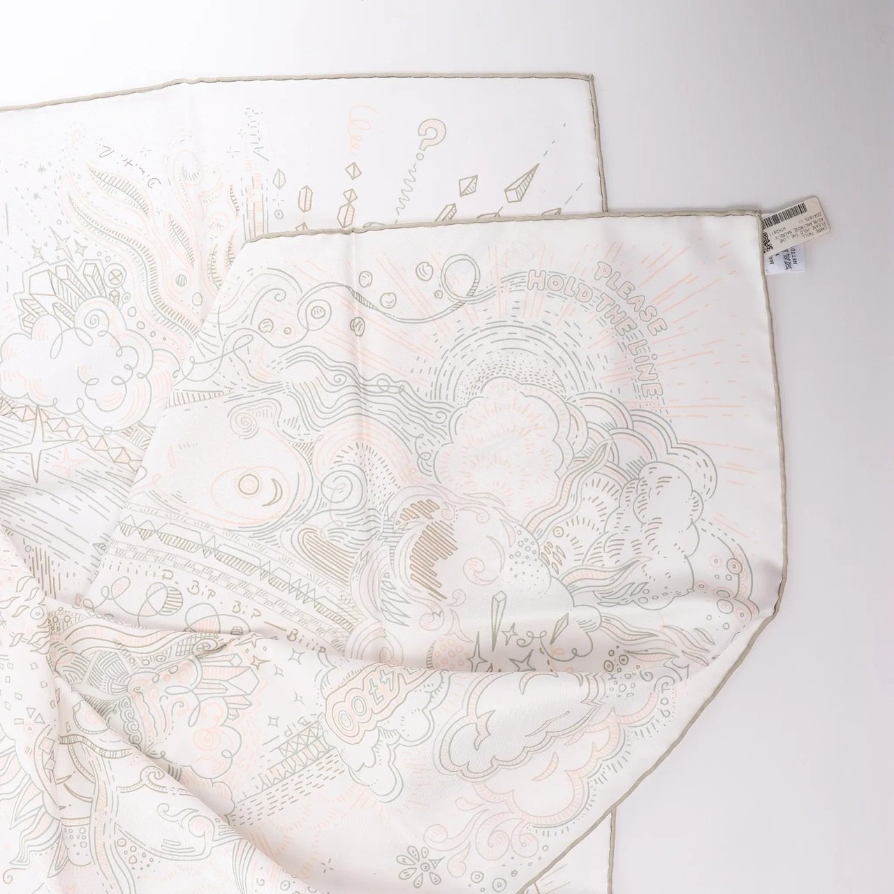 Hermès Hermès Carré 90 " PLEASE HOLD THE LINE" Silk handkerchief in White Wit