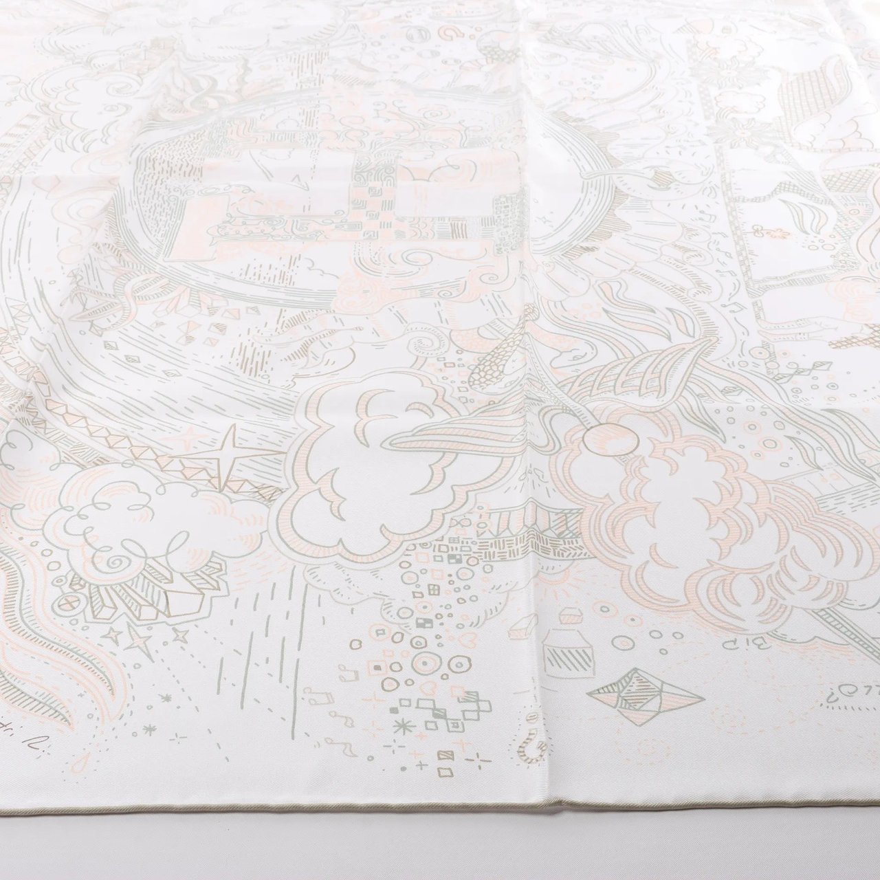 Hermès Hermès Carré 90 " PLEASE HOLD THE LINE" Silk handkerchief in White Wit