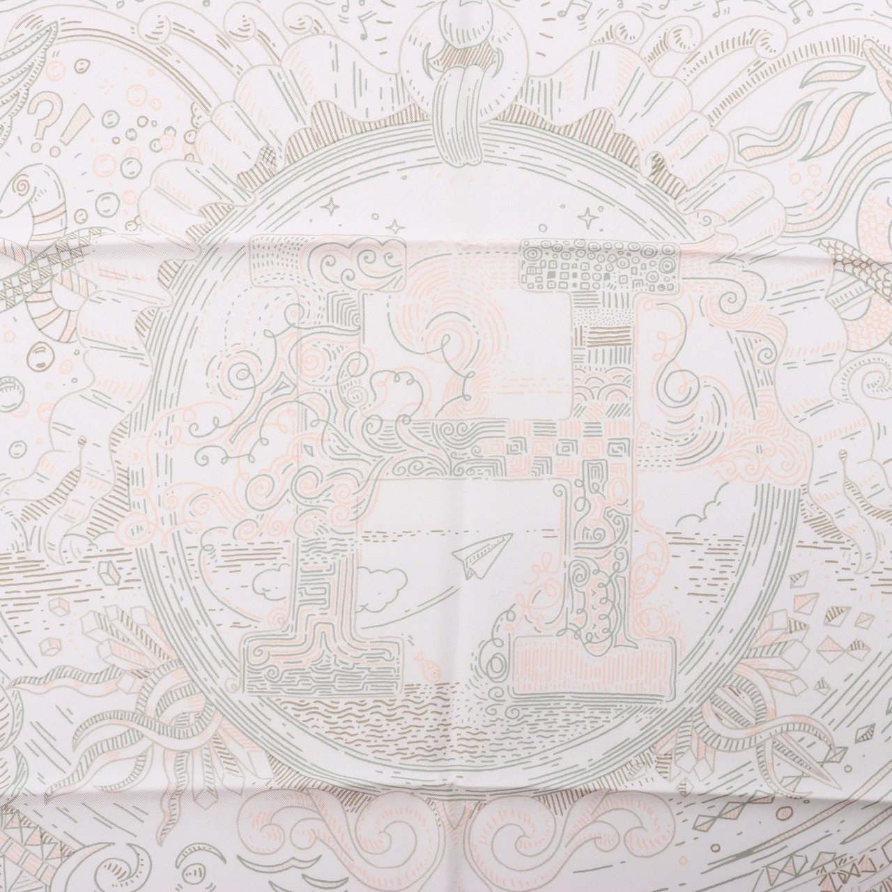 Hermès Hermès Carré 90 " PLEASE HOLD THE LINE" Silk handkerchief in White Wit