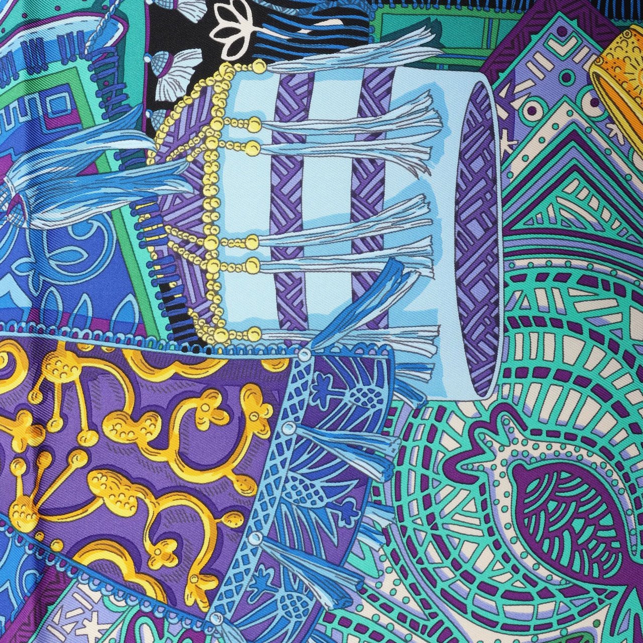 Hermès Hermès Carré 90 "CAVALIERS DU CAUCAS" Silk handkerchief in Blue Blauw