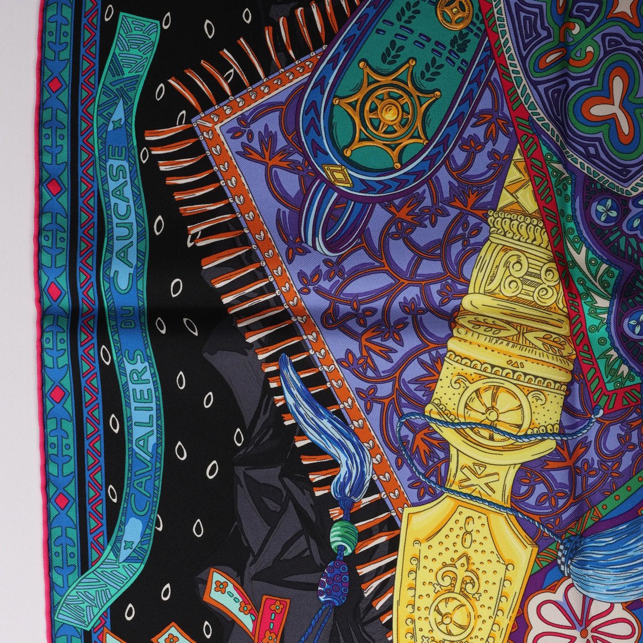 Hermès Hermès Carré 90 "CAVALIERS DU CAUCAS" Silk handkerchief in Blue Blauw