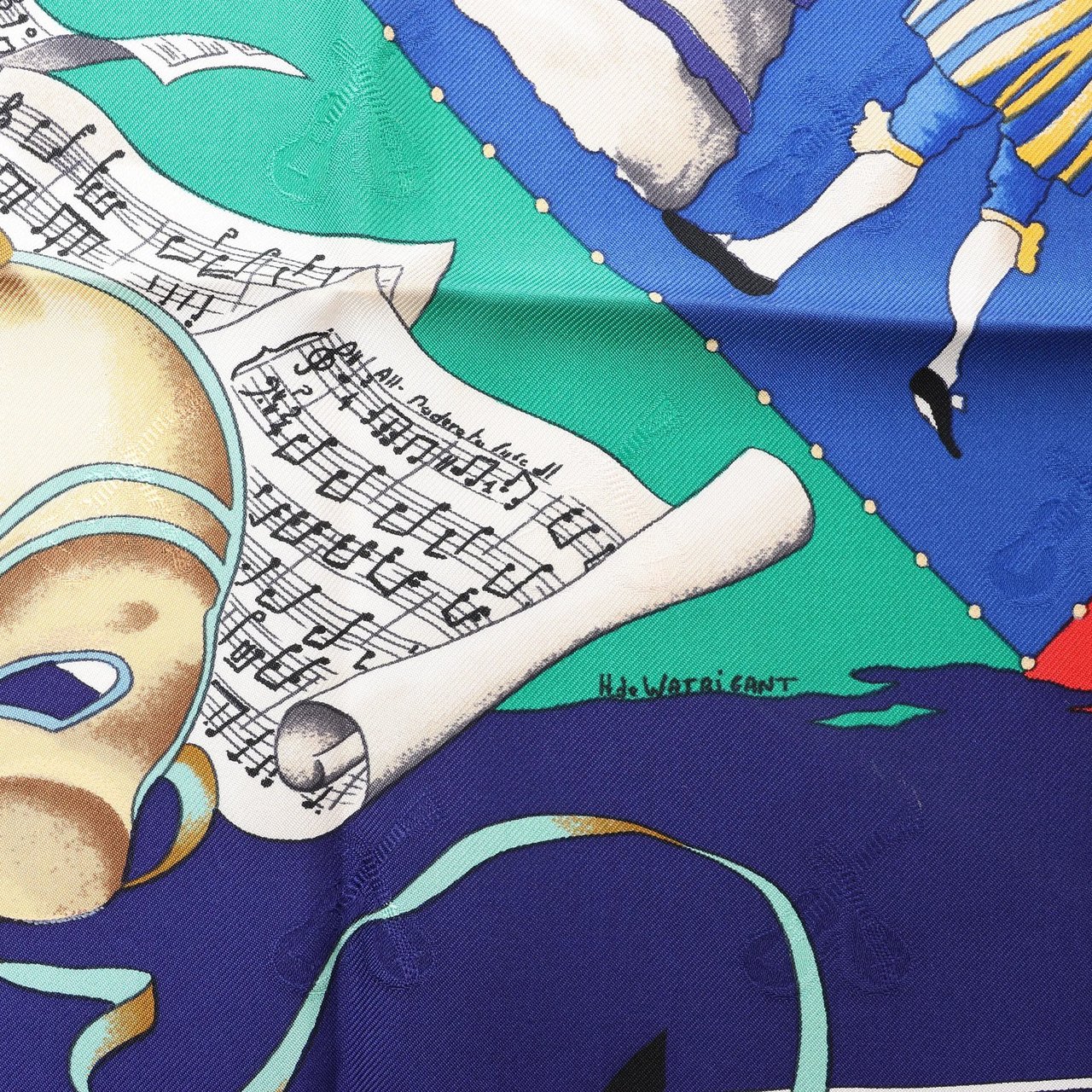 Hermès Hermès Carré 90 "LE CARNAVAL DE VENISE" Silk handkerchief in Navy Blue x Red Divers