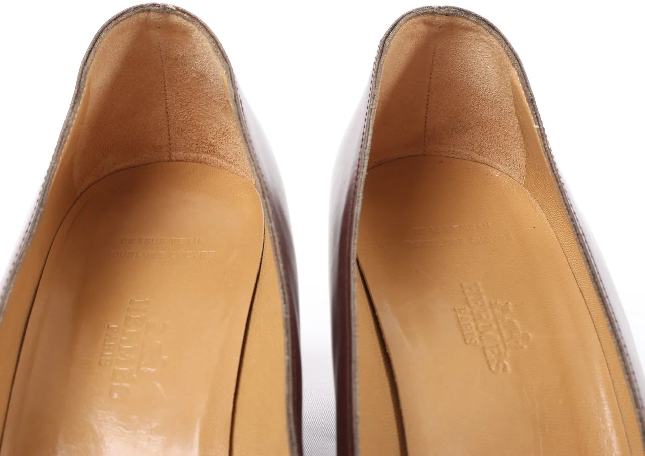 Hermès HERMES Kelly Leather Pumps in Brown, Size 38 EU Bruin