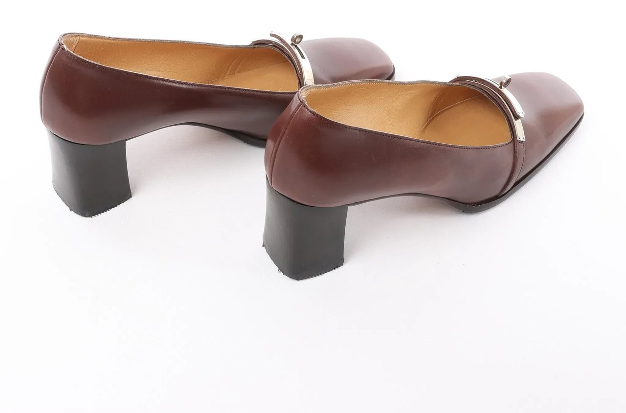 Hermès HERMES Kelly Leather Pumps in Brown, Size 38 EU Bruin