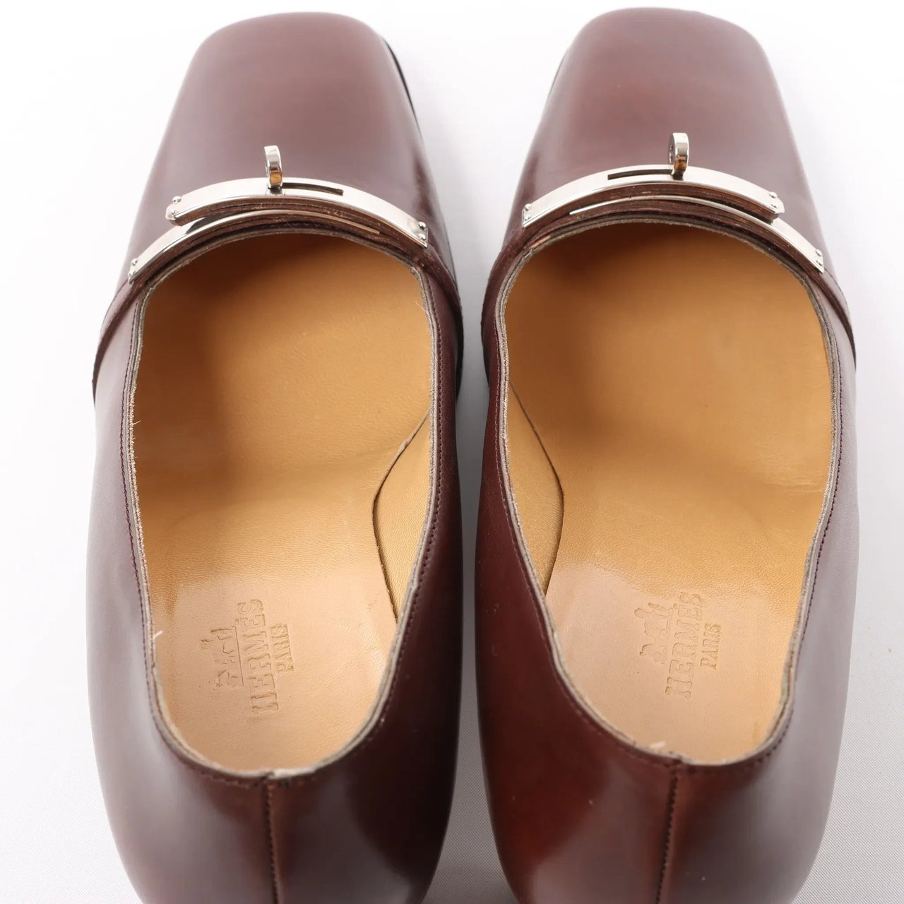 Hermès HERMES Kelly Leather Pumps in Brown, Size 38 EU Bruin