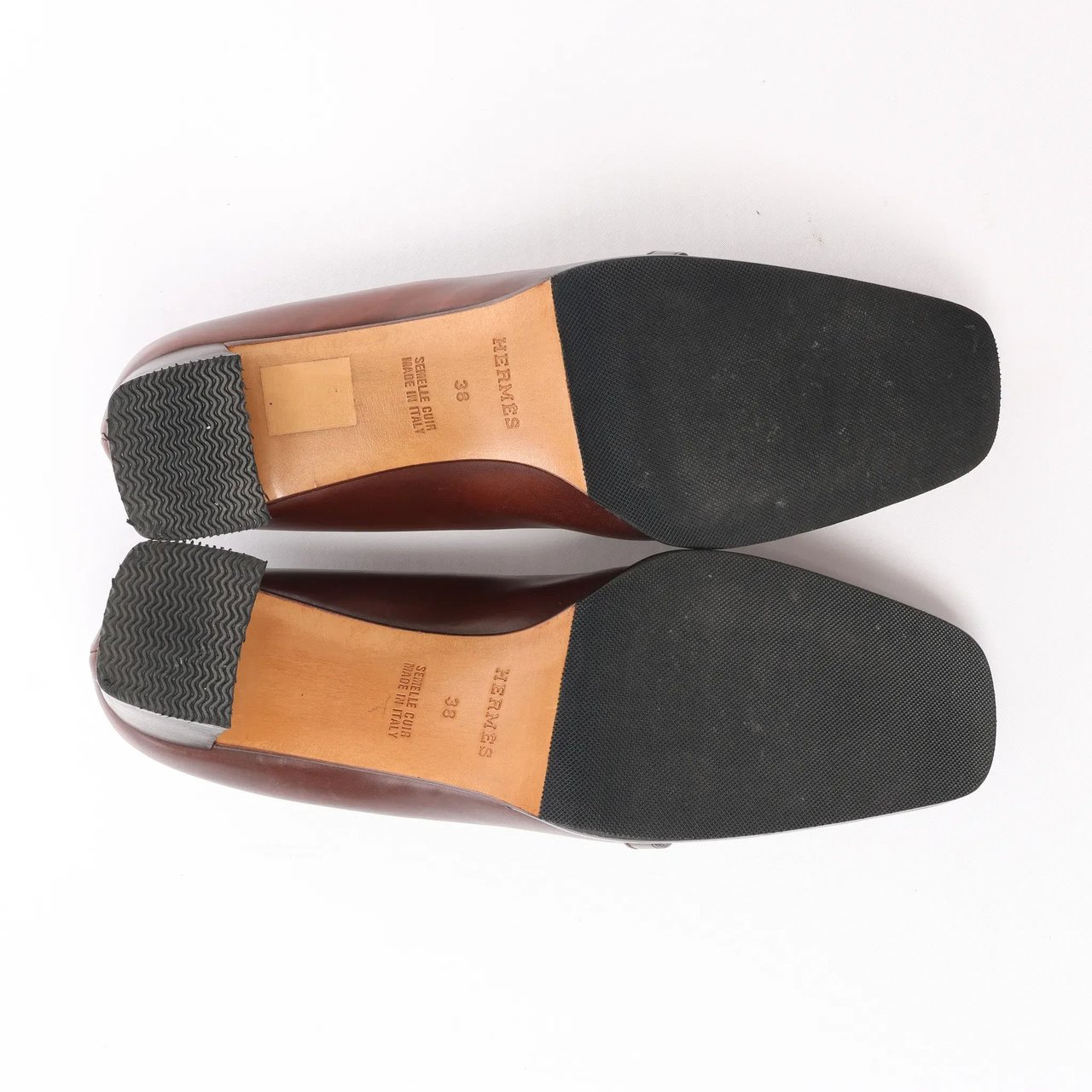 Hermès HERMES Kelly Leather Pumps in Brown, Size 38 EU Bruin