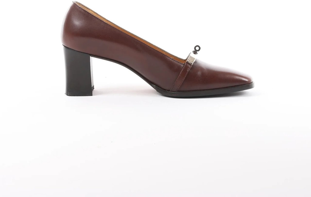 Hermès HERMES Kelly Leather Pumps in Brown, Size 38 EU Bruin