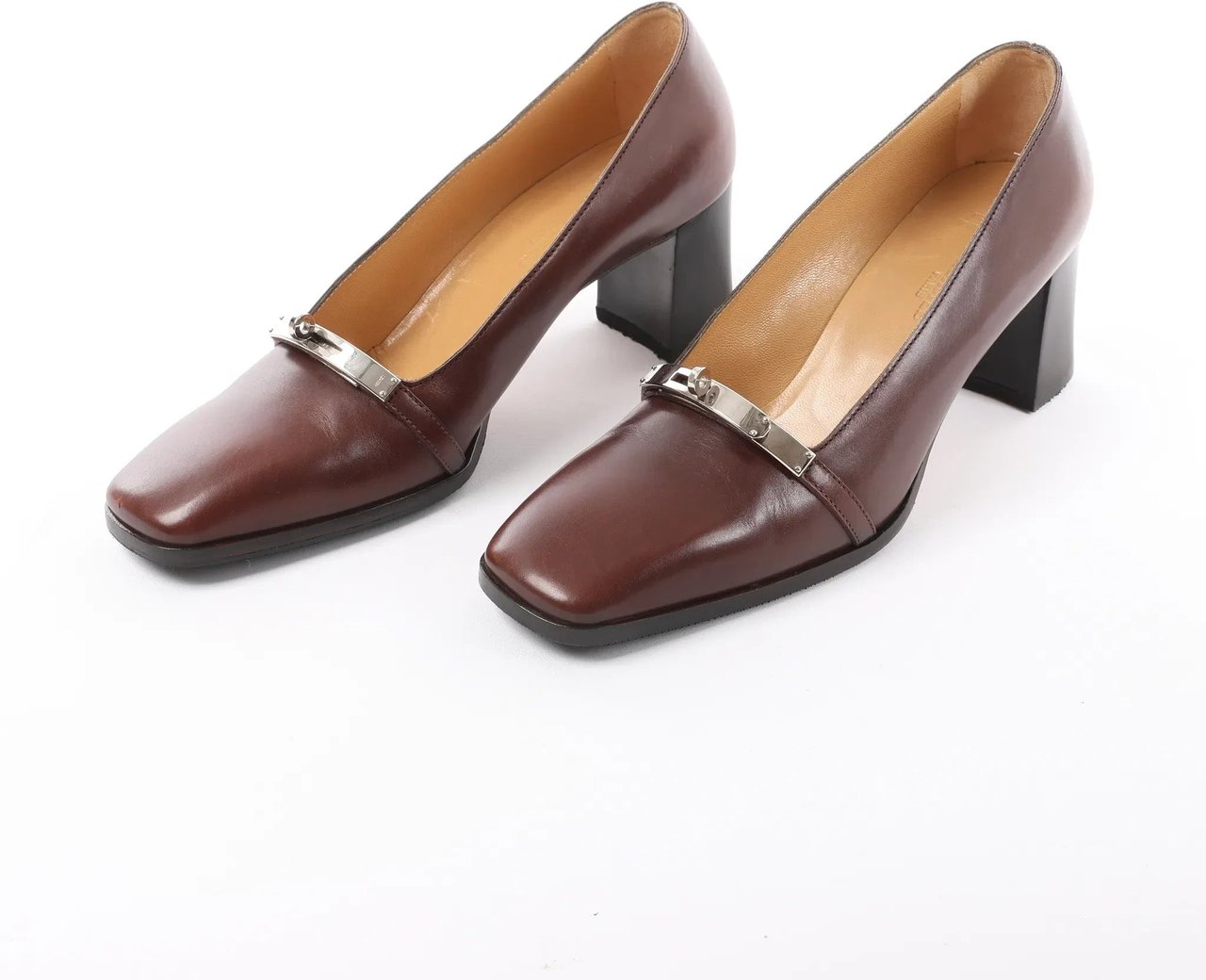 Hermès HERMES Kelly Leather Pumps in Brown, Size 38 EU Bruin