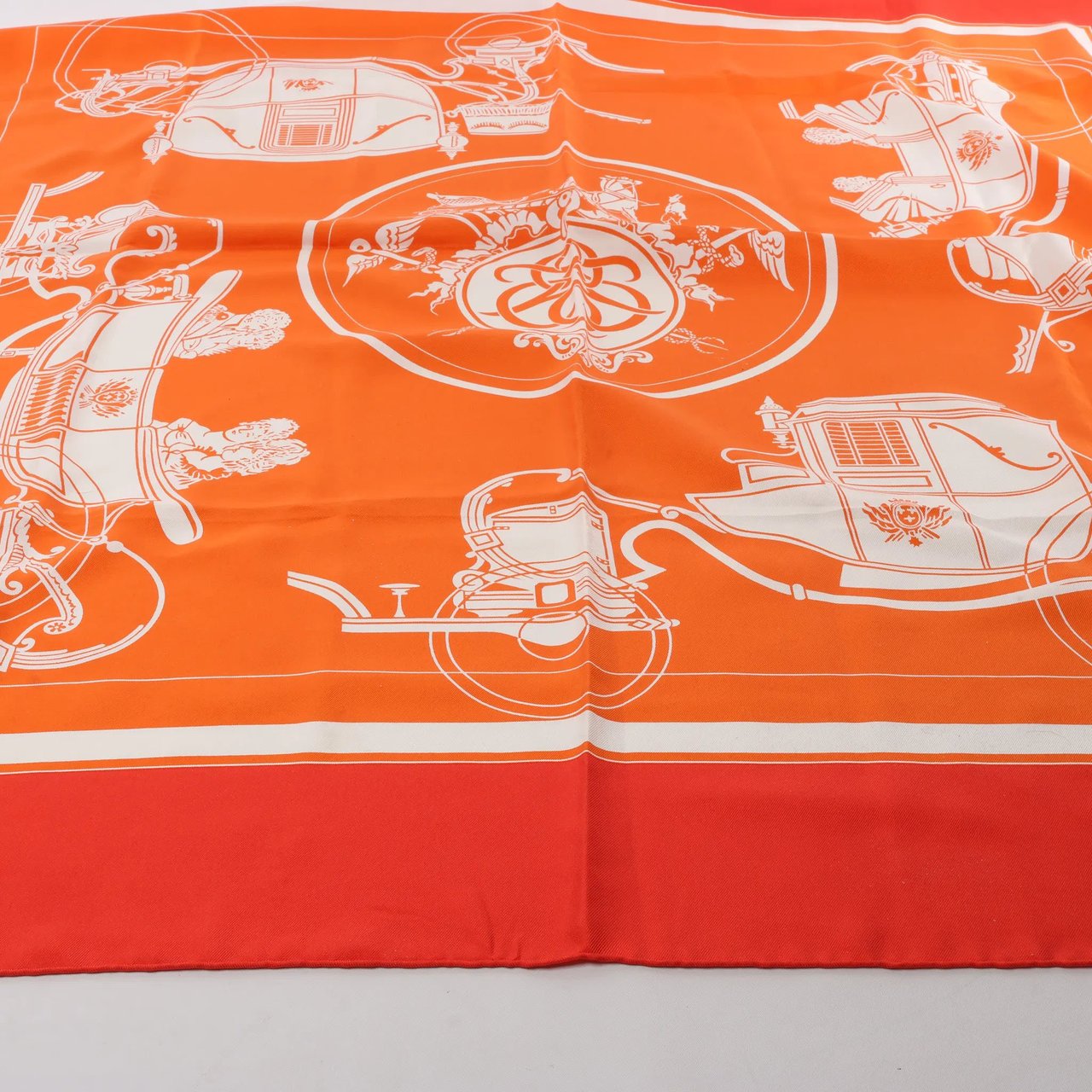 Hermès Hermès Carré 90 "Ex-Libris" Silk handkerchief in Orange Oranje